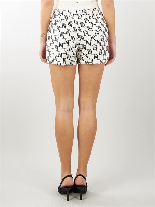 Printed crêpe shorts with logo plaque Elisabetta Franchi ELISABETTA FRANCHI | Shorts | SHS0141E2E84
